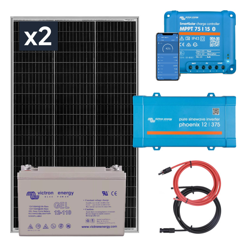 Zestaw solarny na łódź 300W z regulatorem MPPT. Akumulator 110Ah. Przetwornica napięcia 230V/300W
