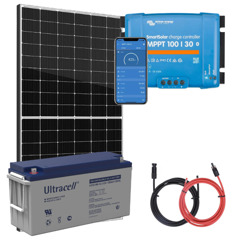 Panel słoneczny 435W i akumulator żelowy 150Ah z regulatorem MPPT