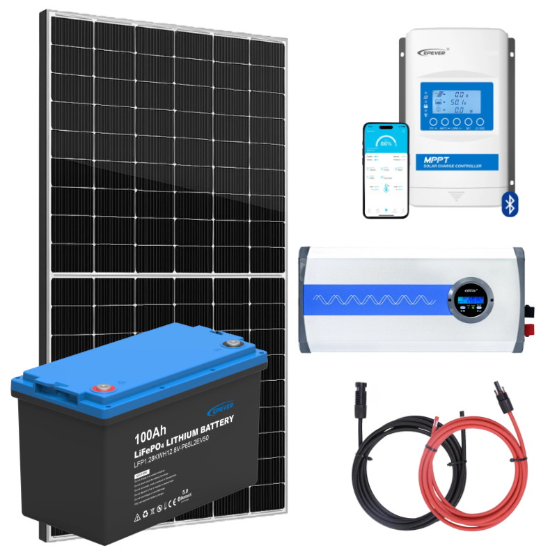 ELEKTROWNIA SŁONECZNA 435WP Z AKUMULATOREM - ZASILANIE 230V MOC 350W + MPPT